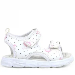 Rakerplus Beyaz Flamingo Cırtlı Bebek Sandalet Ayakkabı