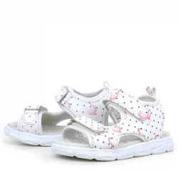 Rakerplus Beyaz Flamingo Cırtlı Bebek Sandalet Ayakkabı