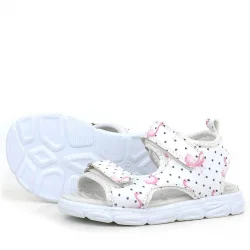Rakerplus Beyaz Flamingo Cırtlı Bebek Sandalet Ayakkabı