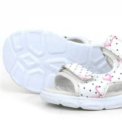 Rakerplus Beyaz Flamingo Cırtlı Bebek Sandalet Ayakkabı