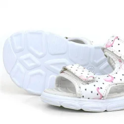 Rakerplus Beyaz Flamingo Cırtlı Bebek Sandalet Ayakkabı