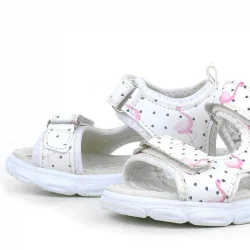 Rakerplus Beyaz Flamingo Cırtlı Bebek Sandalet Ayakkabı