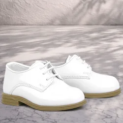 Rakerplus Beyaz Rugan Bağcıklı Oxford Çocuk Klasik Ayakkabısı