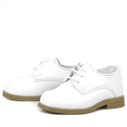 Rakerplus Beyaz Rugan Bağcıklı Oxford Çocuk Klasik Ayakkabısı