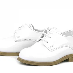 Rakerplus Beyaz Rugan Bağcıklı Oxford Çocuk Klasik Ayakkabısı