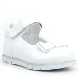Rakerplus Beyaz Rugan Fiyonklu Kız Bebek Babet Ayakkabı