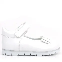 Rakerplus Beyaz Rugan Fiyonklu Kız Bebek Babet Ayakkabı