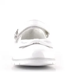 Rakerplus Beyaz Rugan Fiyonklu Yıldız Detaylı Cırtlı Kız Çocuk Babet