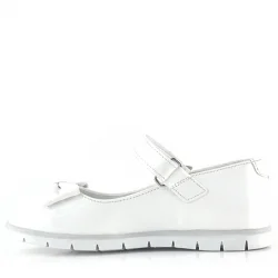 Rakerplus Beyaz Rugan Fiyonklu Yıldız Detaylı Cırtlı Kız Çocuk Babet