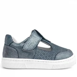 Rakerplus Bheem Hakiki Deri Gümüş Simli Cırtlı Bebek Sneaker Sandalet