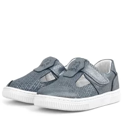 Rakerplus Bheem Hakiki Deri Gümüş Simli Cırtlı Bebek Sneaker Sandalet