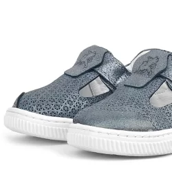 Rakerplus Bheem Hakiki Deri Gümüş Simli Cırtlı Bebek Sneaker Sandalet