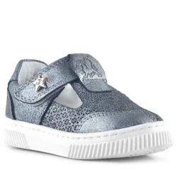 Rakerplus Bheem Hakiki Deri Gümüş Simli Cırtlı Yıldız Detaylı Bebek Sandalet