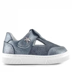 Rakerplus Bheem Hakiki Deri Gümüş Simli Cırtlı Yıldız Detaylı Bebek Sandalet