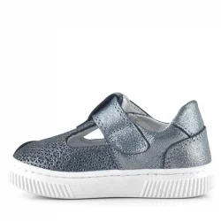 Rakerplus Bheem Hakiki Deri Gümüş Simli Cırtlı Yıldız Detaylı Bebek Sandalet