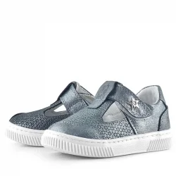 Rakerplus Bheem Hakiki Deri Gümüş Simli Cırtlı Yıldız Detaylı Bebek Sandalet