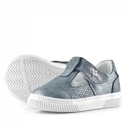 Rakerplus Bheem Hakiki Deri Gümüş Simli Cırtlı Yıldız Detaylı Bebek Sandalet