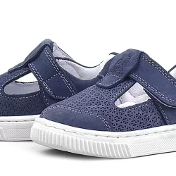 Rakerplus Bheem Hakiki Deri Lacivert Nubuk Cırtlı Bebek Sneaker Sandalet