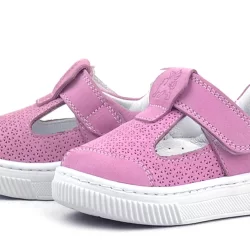 Rakerplus Bheem Hakiki Deri Pembe Cırtlı Bebek Sneaker Sandalet