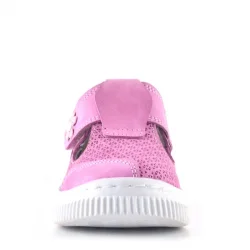 Rakerplus Bheem Hakiki Deri Pembe Cırtlı Çiçek Detaylı Bebek Sandalet