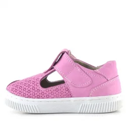 Rakerplus Bheem Hakiki Deri Pembe Cırtlı Çiçek Detaylı Bebek Sandalet