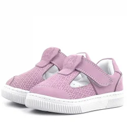 Rakerplus Bheem Hakiki Deri Pudra Cırtlı Bebek Sneaker Sandalet