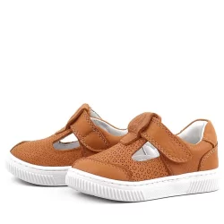 Rakerplus Bheem Hakiki Deri Turuncu Cırtlı Bebek Sneaker Sandalet