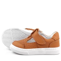 Rakerplus Bheem Hakiki Deri Turuncu Cırtlı Bebek Sneaker Sandalet