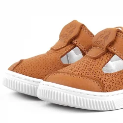 Rakerplus Bheem Hakiki Deri Turuncu Cırtlı Bebek Sneaker Sandalet