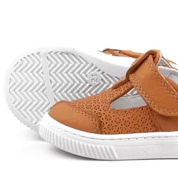 Rakerplus Bheem Hakiki Deri Turuncu Cırtlı Bebek Sneaker Sandalet