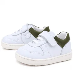 Rakerplus Bob Beyaz Nubuk Haki Hakiki Deri Bebek Sneaker Ayakkabı