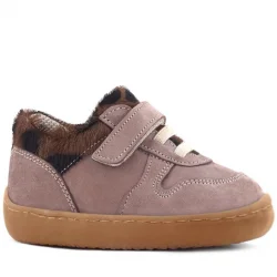 Rakerplus Bob Hakiki Deri Açık Kahve Desenli Barefoot Cırtlı Lastikli Bebek Sneaker Ayakkabı