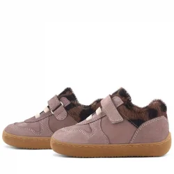 Rakerplus Bob Hakiki Deri Açık Kahve Desenli Barefoot Cırtlı Lastikli Bebek Sneaker Ayakkabı