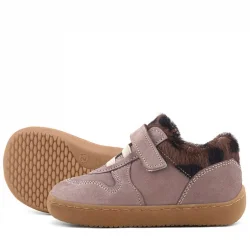 Rakerplus Bob Hakiki Deri Açık Kahve Desenli Barefoot Cırtlı Lastikli Bebek Sneaker Ayakkabı