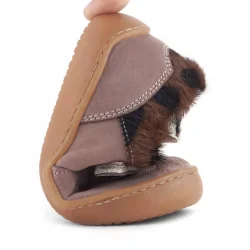 Rakerplus Bob Hakiki Deri Açık Kahve Desenli Barefoot Cırtlı Lastikli Bebek Sneaker Ayakkabı