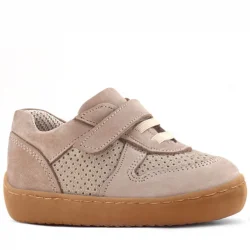 Rakerplus Bob Hakiki Deri Bej Barefoot Cırtlı Lastikli Bebek Sneaker Ayakkabı