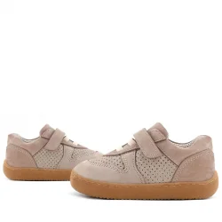 Rakerplus Bob Hakiki Deri Bej Barefoot Cırtlı Lastikli Bebek Sneaker Ayakkabı