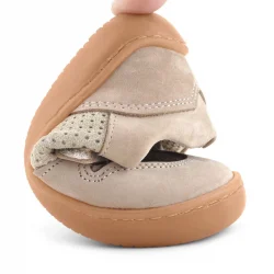 Rakerplus Bob Hakiki Deri Bej Barefoot Cırtlı Lastikli Bebek Sneaker Ayakkabı