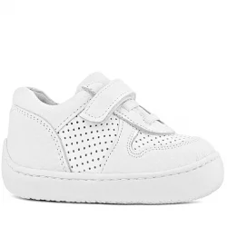 Rakerplus Bob Hakiki Deri Beyaz Barefoot Beyaz Tabanlı Cırtlı Bebek Sneaker Ayakkabı