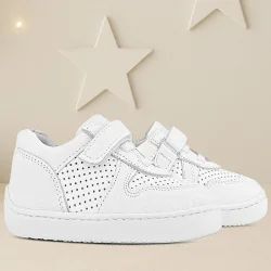 Rakerplus Bob Hakiki Deri Beyaz Barefoot Beyaz Tabanlı Cırtlı Bebek Sneaker Ayakkabı