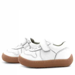 Rakerplus Bob Hakiki Deri Beyaz Barefoot Cırtlı Lastikli Bebek Sneaker Ayakkabı