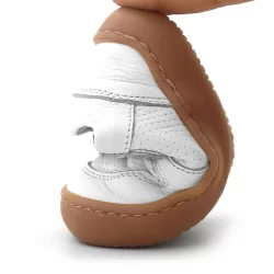 Rakerplus Bob Hakiki Deri Beyaz Barefoot Cırtlı Lastikli Bebek Sneaker Ayakkabı