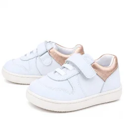 Rakerplus Bob Hakiki Deri Beyaz Nubuk Bakır Cırtlı Bebek Sneaker Ayakkabı