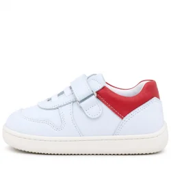Rakerplus Bob Hakiki Deri Beyaz Nubuk Kırmızı Cırtlı Bebek Sneaker Ayakkabı