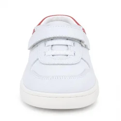 Rakerplus Bob Hakiki Deri Beyaz Nubuk Kırmızı Cırtlı Bebek Sneaker Ayakkabı