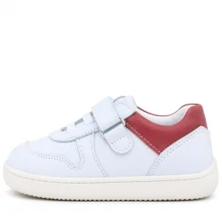 Rakerplus Bob Hakiki Deri Beyaz Nubuk Kırmızı Cırtlı Bebek Sneaker Ayakkabı