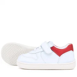 Rakerplus Bob Hakiki Deri Beyaz Nubuk Kırmızı Cırtlı Bebek Sneaker Ayakkabı