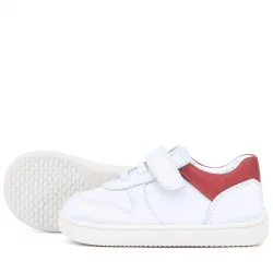 Rakerplus Bob Hakiki Deri Beyaz Nubuk Kırmızı Cırtlı Bebek Sneaker Ayakkabı