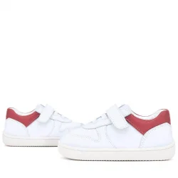 Rakerplus Bob Hakiki Deri Beyaz Nubuk Kırmızı Cırtlı Bebek Sneaker Ayakkabı