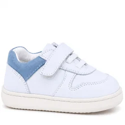 Rakerplus Bob Hakiki Deri Beyaz Nubuk Mavi Cırtlı Bebek Sneaker Ayakkabı